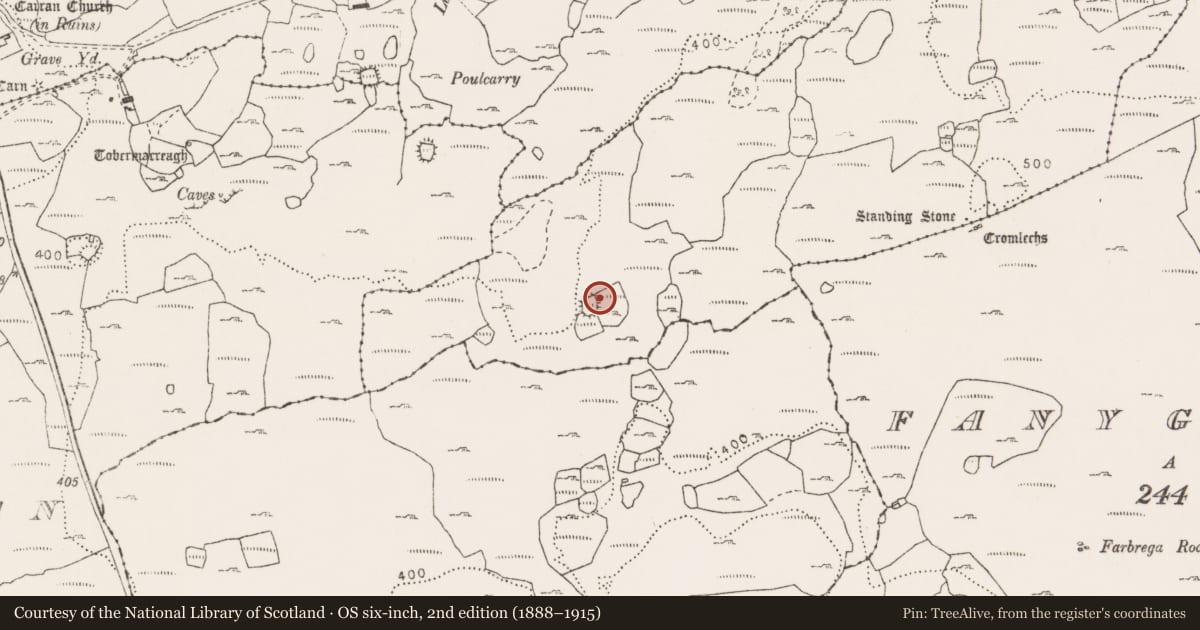 Ordnance Survey six-inch map, 2nd edition (1888–1915) covering the location of House - indeterminate date, Commons, County Clare, with a pin at the register's coordinates