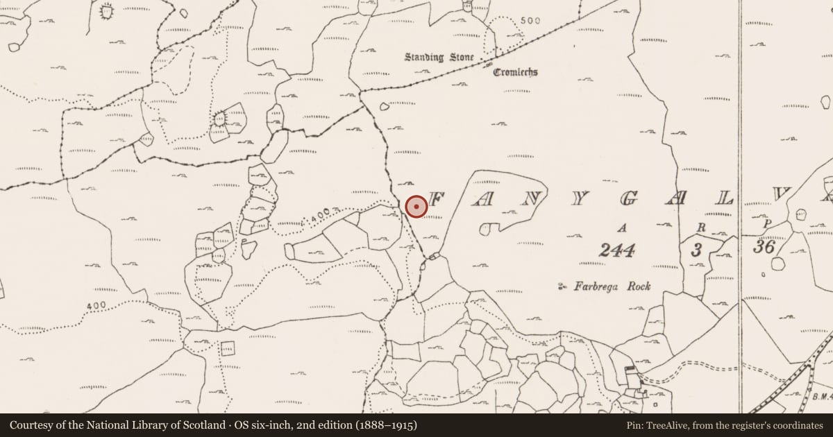 Ordnance Survey six-inch map, 2nd edition (1888–1915) covering the location of House - indeterminate date, Fanygalvan, County Clare, with a pin at the register's coordinates