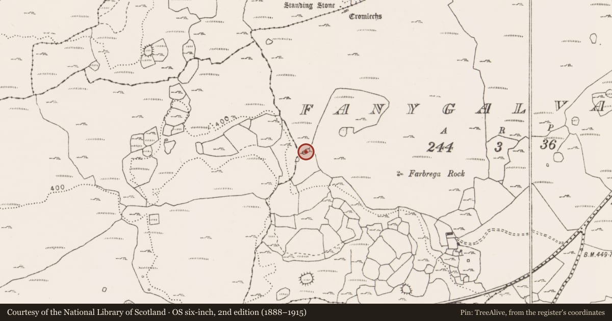 Ordnance Survey six-inch map, 2nd edition (1888–1915) covering the location of House - 18th/19th century, Fanygalvan, County Clare, with a pin at the register's coordinates