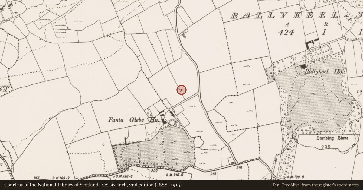 Ordnance Survey six-inch map, 2nd edition (1888–1915) covering the location of Ringfort - cashel, Ballygoonaun, County Clare, with a pin at the register's coordinates