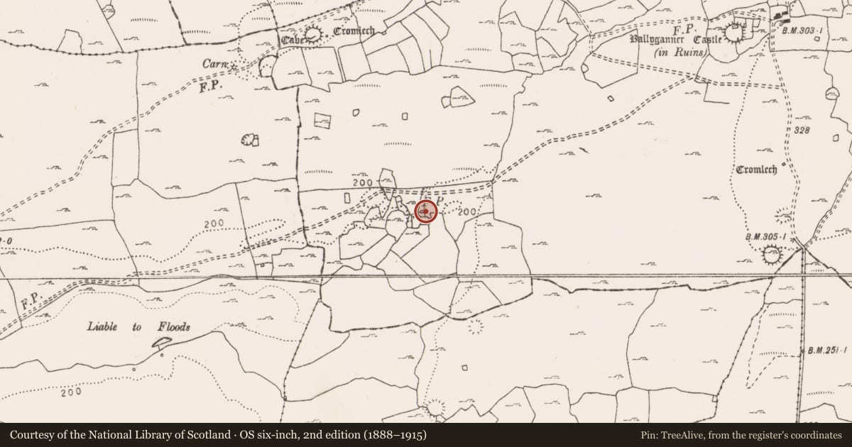 Ordnance Survey six-inch map, 2nd edition (1888–1915) covering the location of House - indeterminate date, Ballyganner South, County Clare, with a pin at the register's coordinates