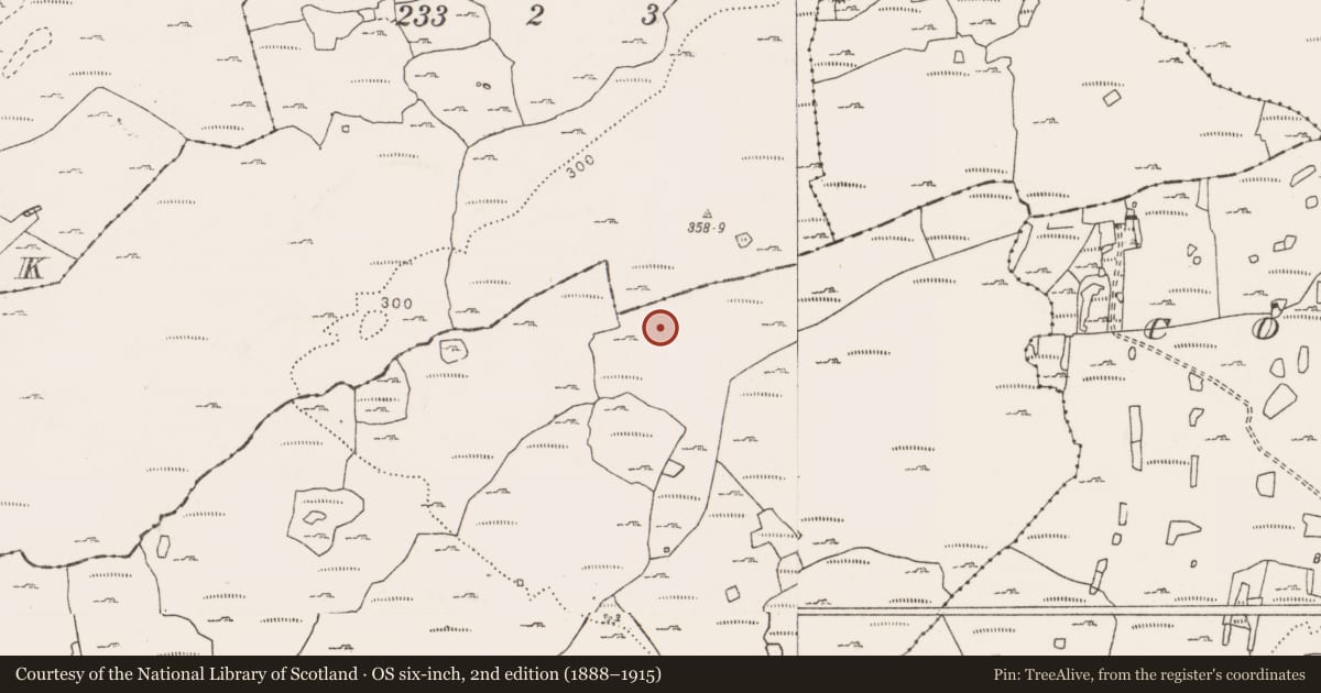 Ordnance Survey six-inch map, 2nd edition (1888–1915) covering the location of Enclosure, Caherfadda, County Clare, with a pin at the register's coordinates