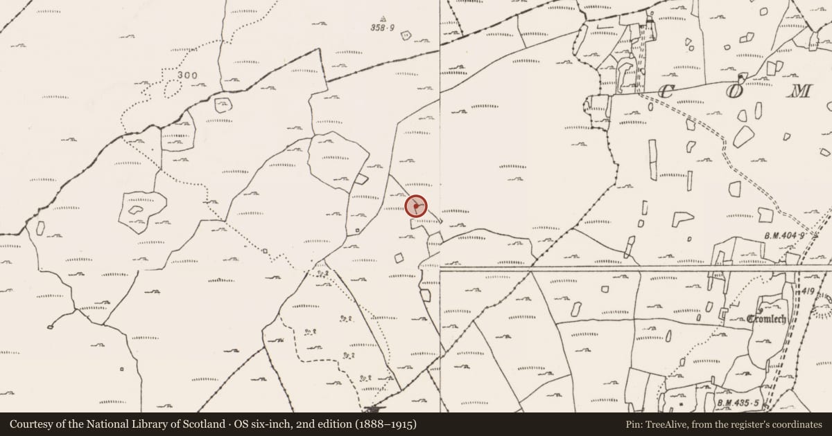 Ordnance Survey six-inch map, 2nd edition (1888–1915) covering the location of Hut site, Caherfadda, County Clare, with a pin at the register's coordinates
