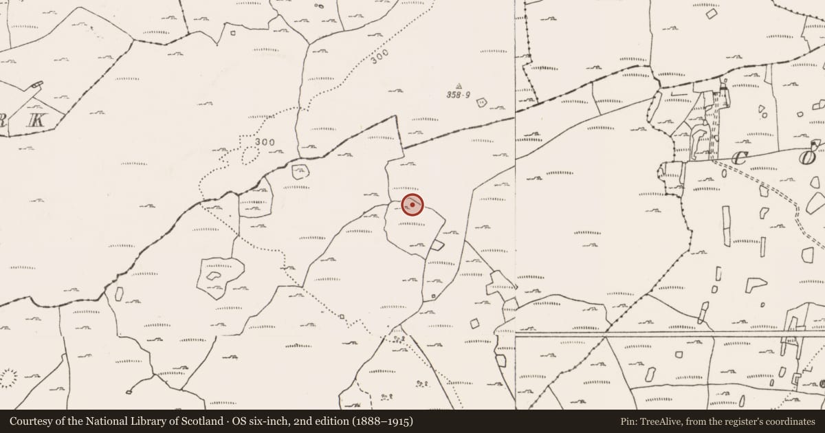 Ordnance Survey six-inch map, 2nd edition (1888–1915) covering the location of Enclosure, Caherfadda, County Clare, with a pin at the register's coordinates