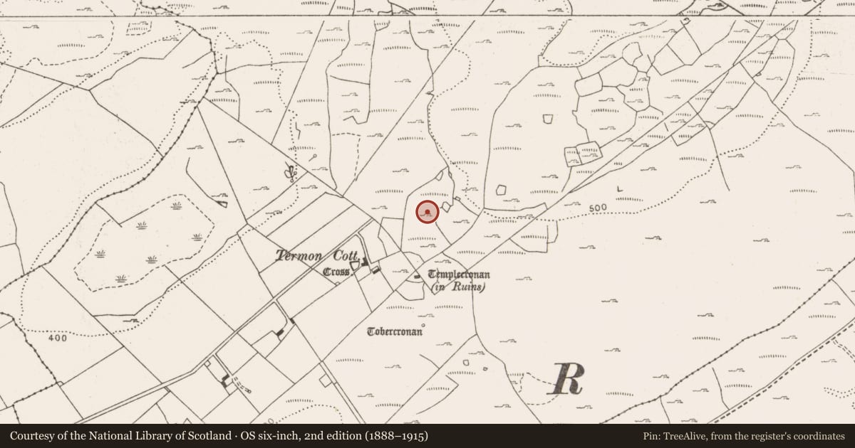 Ordnance Survey six-inch map, 2nd edition (1888–1915) covering the location of Settlement deserted - medieval, Termon, County Clare, with a pin at the register's coordinates