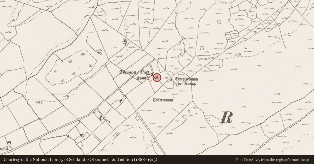 Ordnance Survey six-inch map, 2nd edition (1888–1915) covering the location of Architectural fragment, Termon, County Clare, with a pin at the register's coordinates