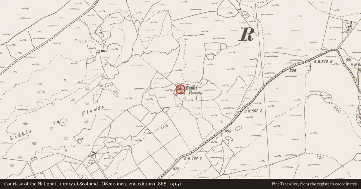 Ordnance Survey six-inch map, 2nd edition (1888–1915) covering the location of House - medieval, Fahee North, County Clare, with a pin at the register's coordinates