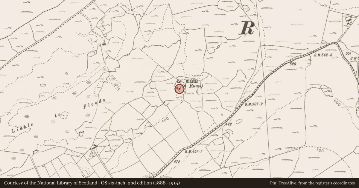 Ordnance Survey six-inch map, 2nd edition (1888–1915) covering the location of House - medieval, Fahee North, County Clare, with a pin at the register's coordinates