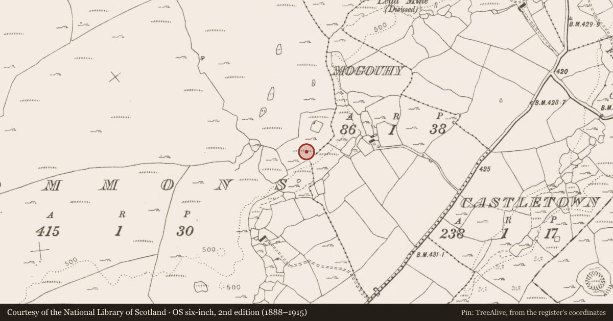 Ordnance Survey six-inch map, 2nd edition (1888–1915) covering the location of Cairn - unclassified, Commons, County Clare, with a pin at the register's coordinates