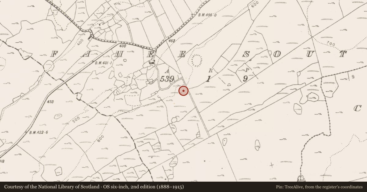 Ordnance Survey six-inch map, 2nd edition (1888–1915) covering the location of Hut site, Fahee South, County Clare, with a pin at the register's coordinates