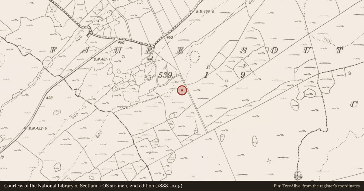 Ordnance Survey six-inch map, 2nd edition (1888–1915) covering the location of Hut site, Fahee South, County Clare, with a pin at the register's coordinates
