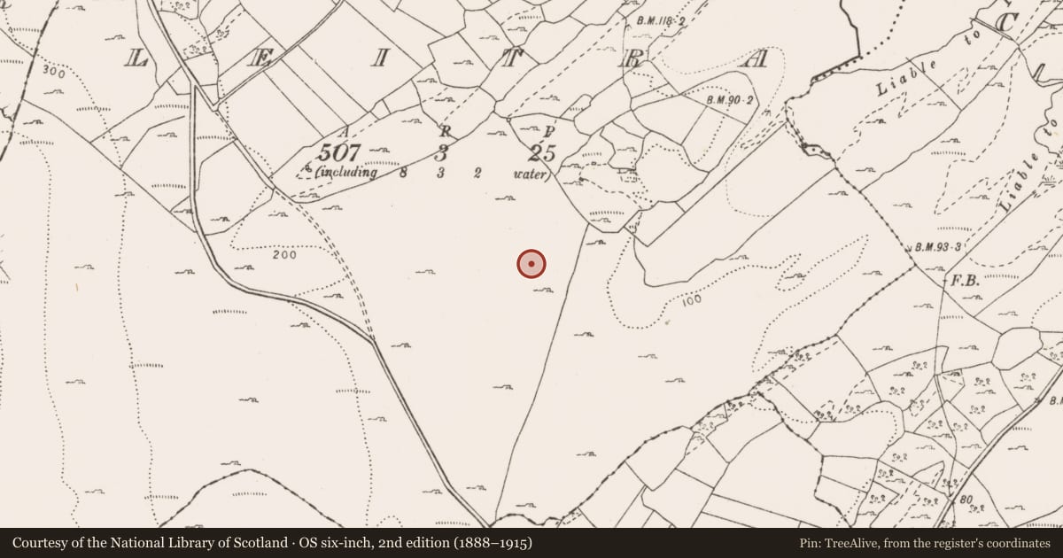 Ordnance Survey six-inch map, 2nd edition (1888–1915) covering the location of Enclosure, Leitra, County Clare, with a pin at the register's coordinates