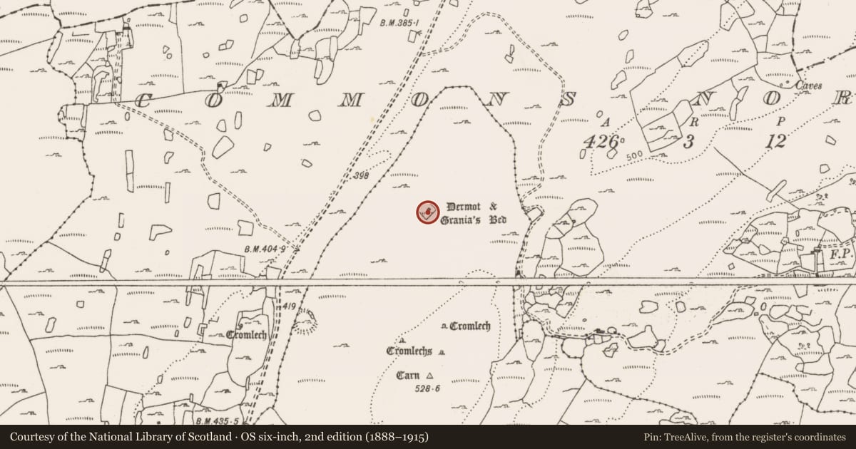 Ordnance Survey six-inch map, 2nd edition (1888–1915) covering the location of Hut site, Leana, County Clare, with a pin at the register's coordinates