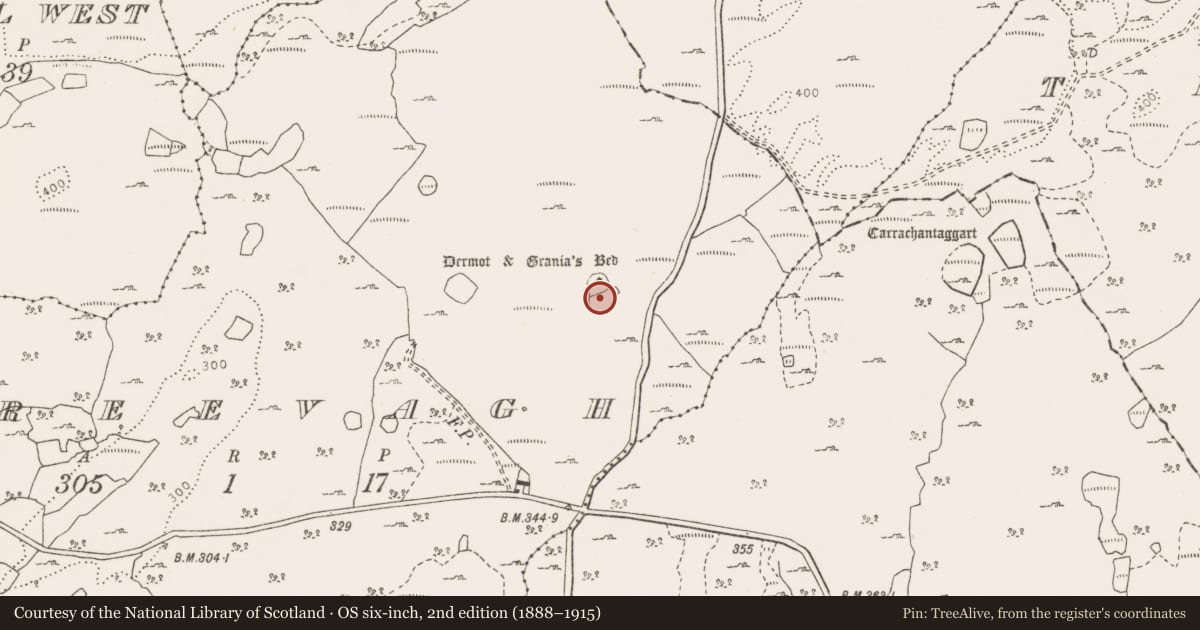 Ordnance Survey six-inch map, 2nd edition (1888–1915) covering the location of Ringfort - cashel, Creevagh, County Clare, with a pin at the register's coordinates