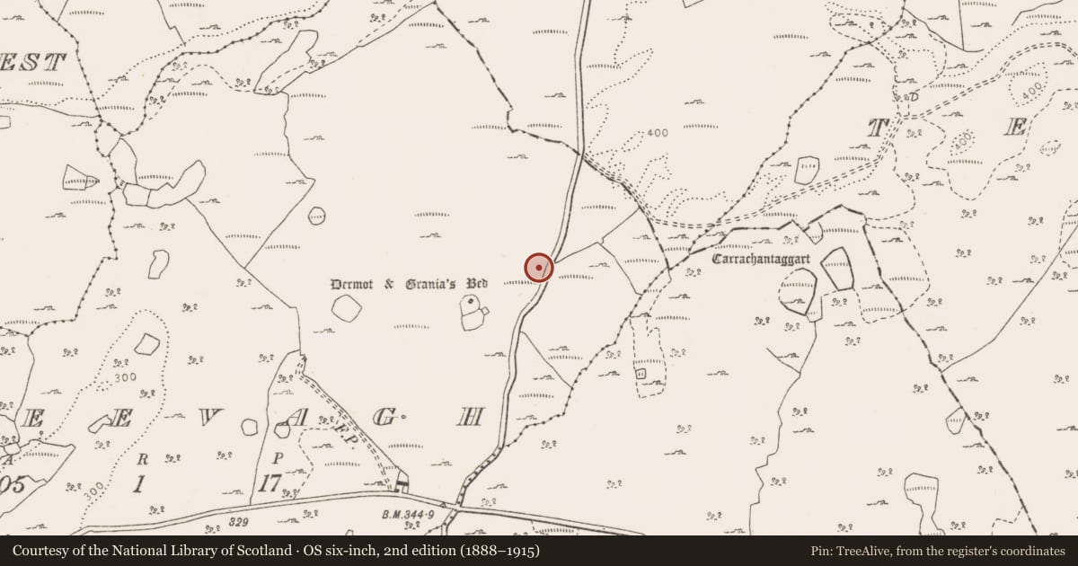 Ordnance Survey six-inch map, 2nd edition (1888–1915) covering the location of Cairn - unclassified, Creevagh, County Clare, with a pin at the register's coordinates
