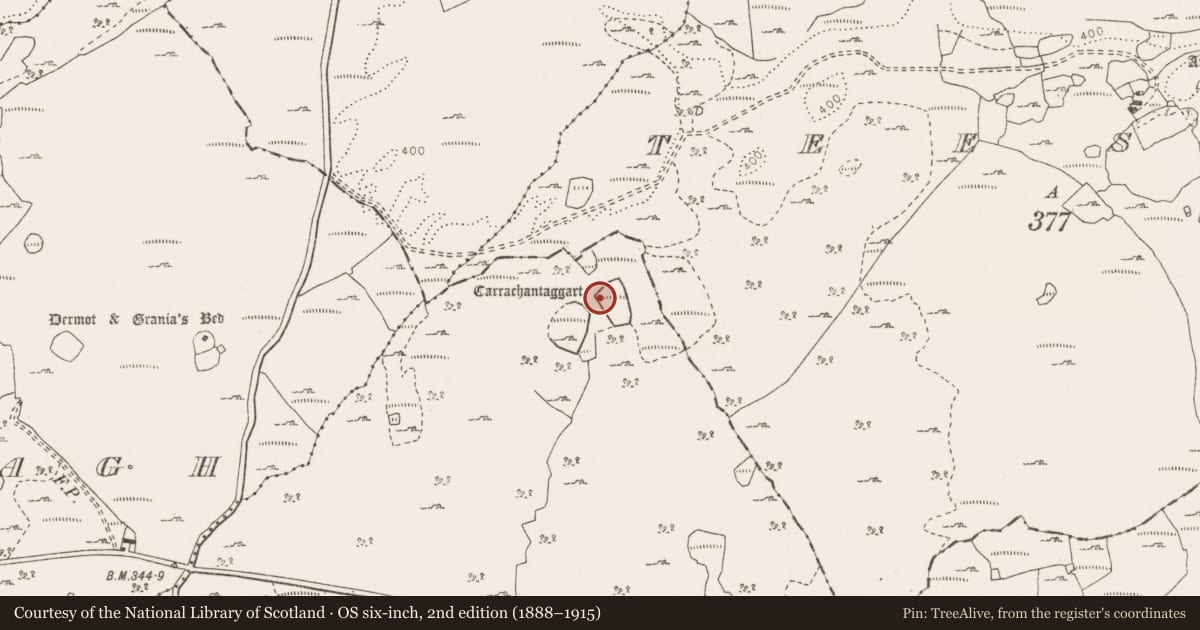Ordnance Survey six-inch map, 2nd edition (1888–1915) covering the location of Building, Clooncoose, County Clare, with a pin at the register's coordinates