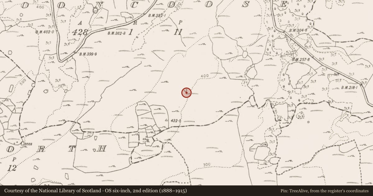 Ordnance Survey six-inch map, 2nd edition (1888–1915) covering the location of Enclosure, Clooncoose, County Clare, with a pin at the register's coordinates