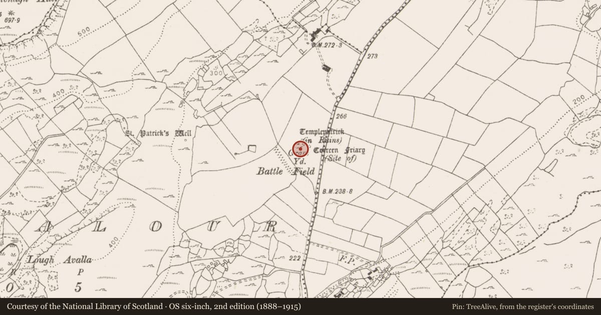 Ordnance Survey six-inch map, 2nd edition (1888–1915) covering the location of Graveyard, Poulnalour, County Clare, with a pin at the register's coordinates