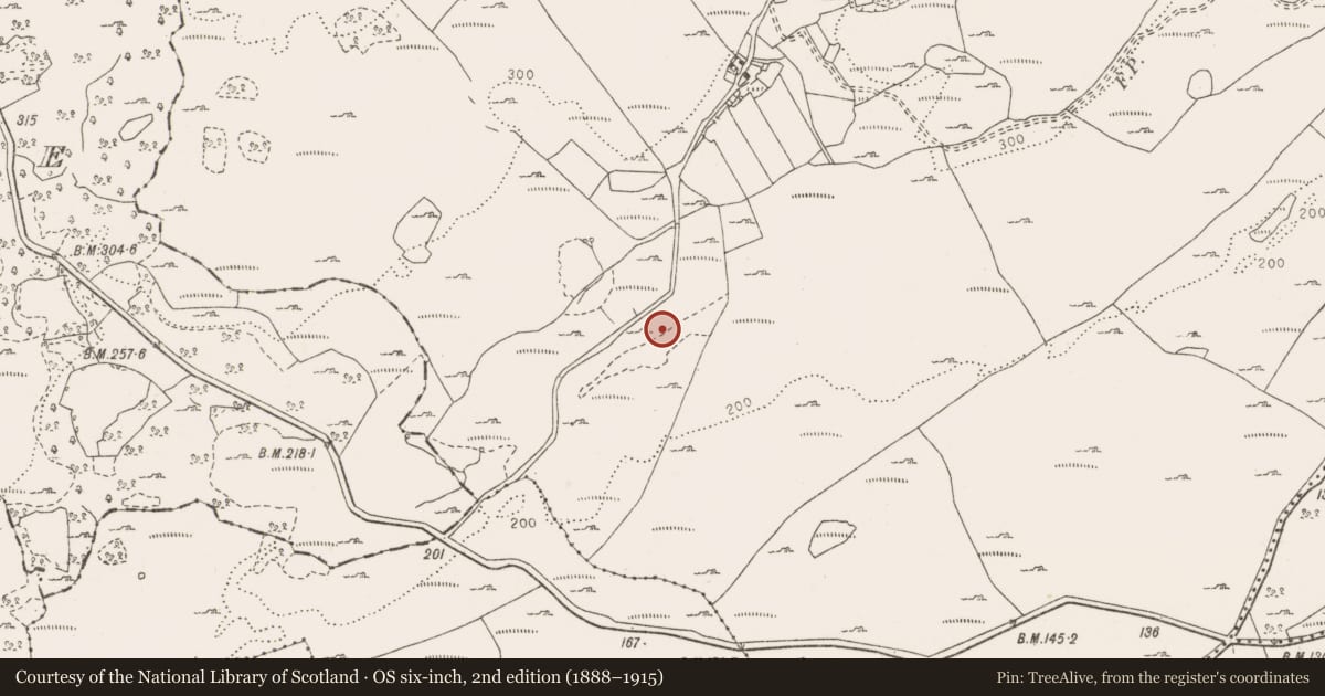 Ordnance Survey six-inch map, 2nd edition (1888–1915) covering the location of Fulacht fia, Poulnalour, County Clare, with a pin at the register's coordinates