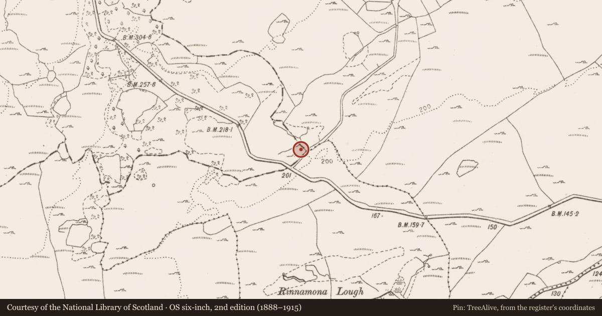 Ordnance Survey six-inch map, 2nd edition (1888–1915) covering the location of Fulacht fia, Clooncoose, County Clare, with a pin at the register's coordinates