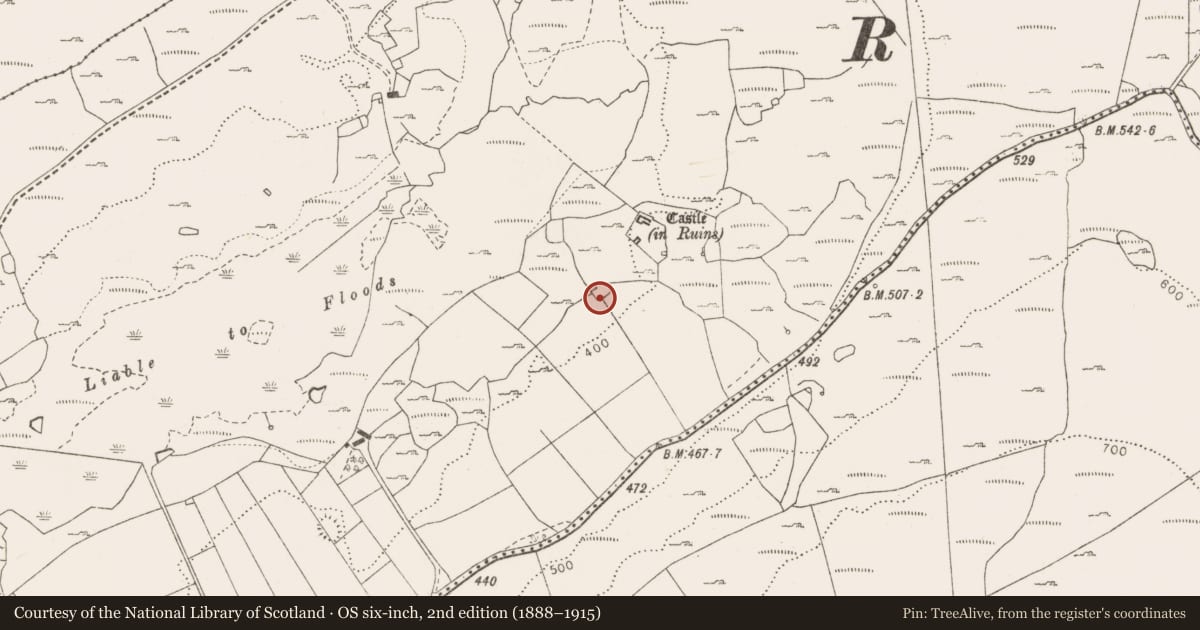 Ordnance Survey six-inch map, 2nd edition (1888–1915) covering the location of Enclosure, Fahee North, County Clare, with a pin at the register's coordinates