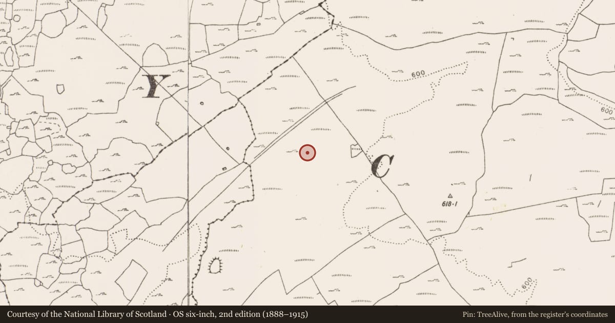 Ordnance Survey six-inch map, 2nd edition (1888–1915) covering the location of Hut site, Rannagh West, County Clare, with a pin at the register's coordinates