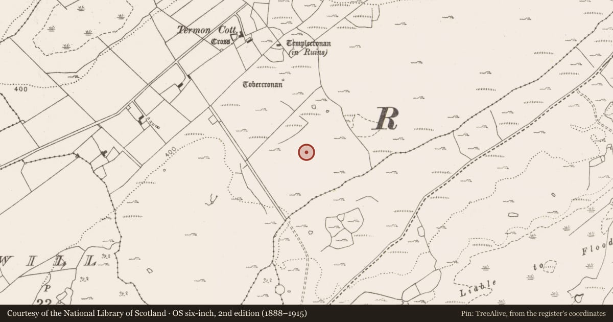 Ordnance Survey six-inch map, 2nd edition (1888–1915) covering the location of Quarry, Termon, County Clare, with a pin at the register's coordinates