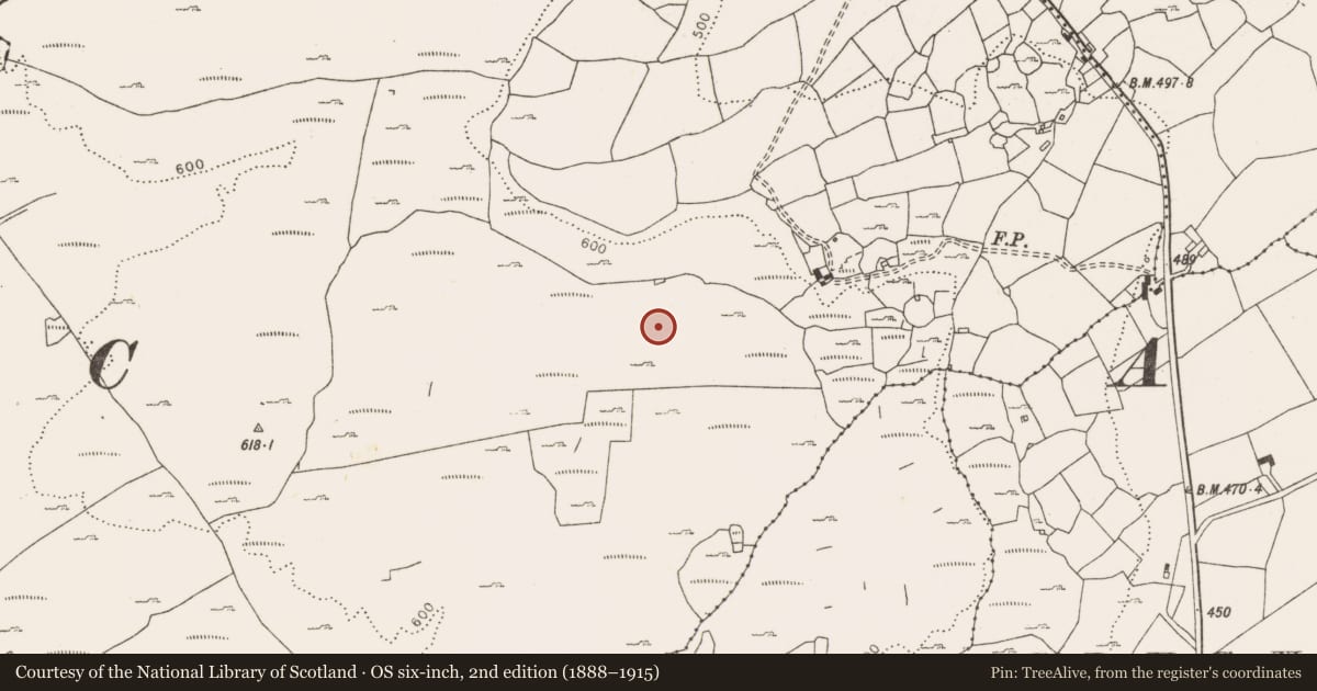 Ordnance Survey six-inch map, 2nd edition (1888–1915) covering the location of Enclosure, Rannagh West, County Clare, with a pin at the register's coordinates