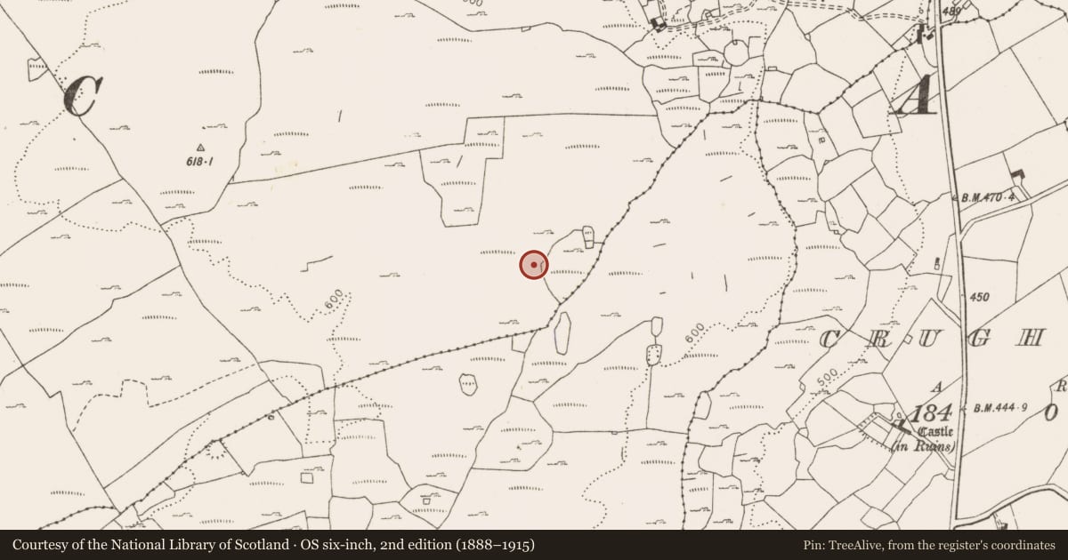 Ordnance Survey six-inch map, 2nd edition (1888–1915) covering the location of Enclosure, Rannagh West, County Clare, with a pin at the register's coordinates