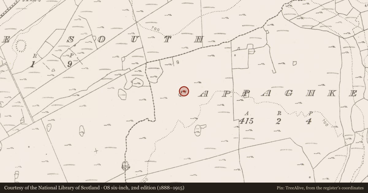 Ordnance Survey six-inch map, 2nd edition (1888–1915) covering the location of Enclosure - large enclosure, Cappaghkennedy, County Clare, with a pin at the register's coordinates