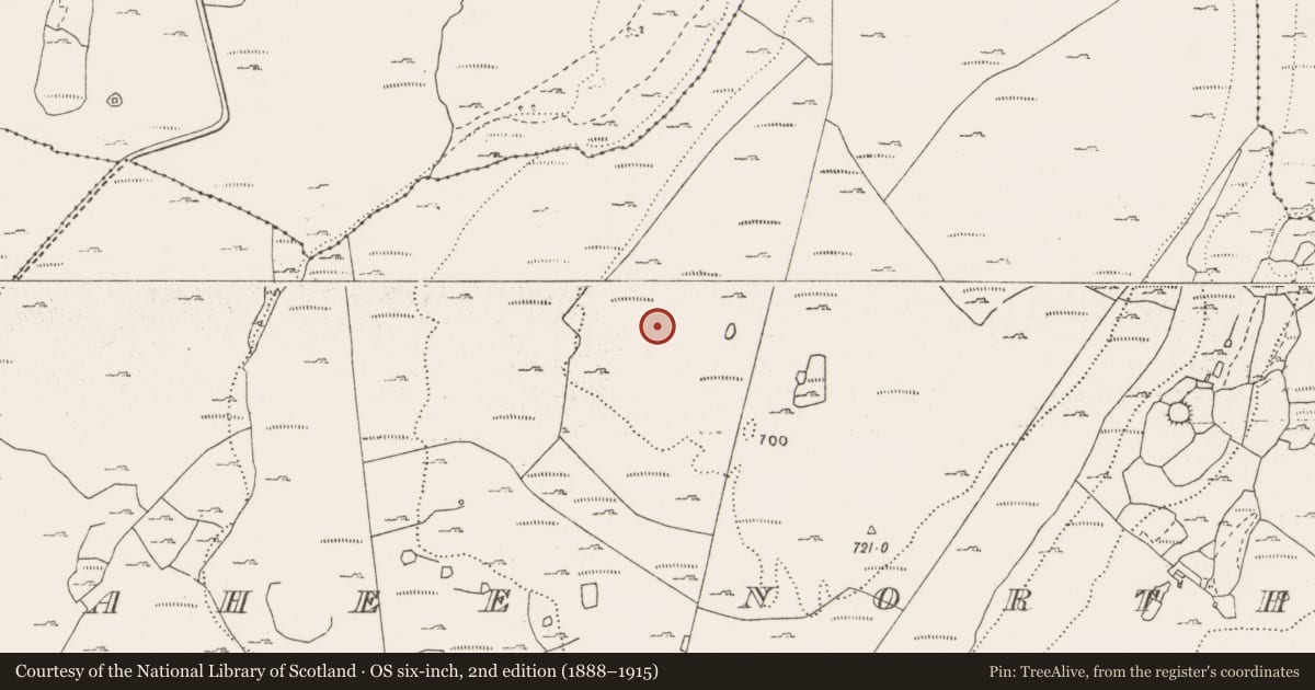 Ordnance Survey six-inch map, 2nd edition (1888–1915) covering the location of Hut site, Fahee North, County Clare, with a pin at the register's coordinates