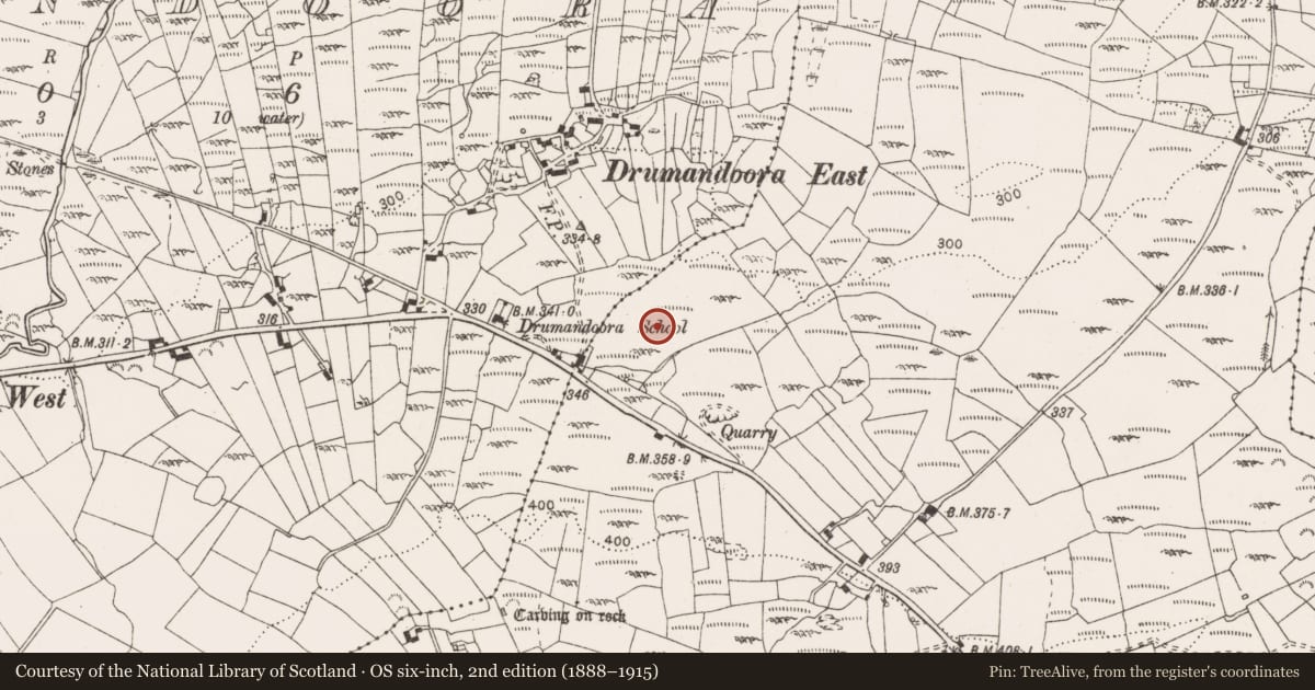 Ordnance Survey six-inch map, 2nd edition (1888–1915) covering the location of Quarry, Corbehagh, County Clare, with a pin at the register's coordinates