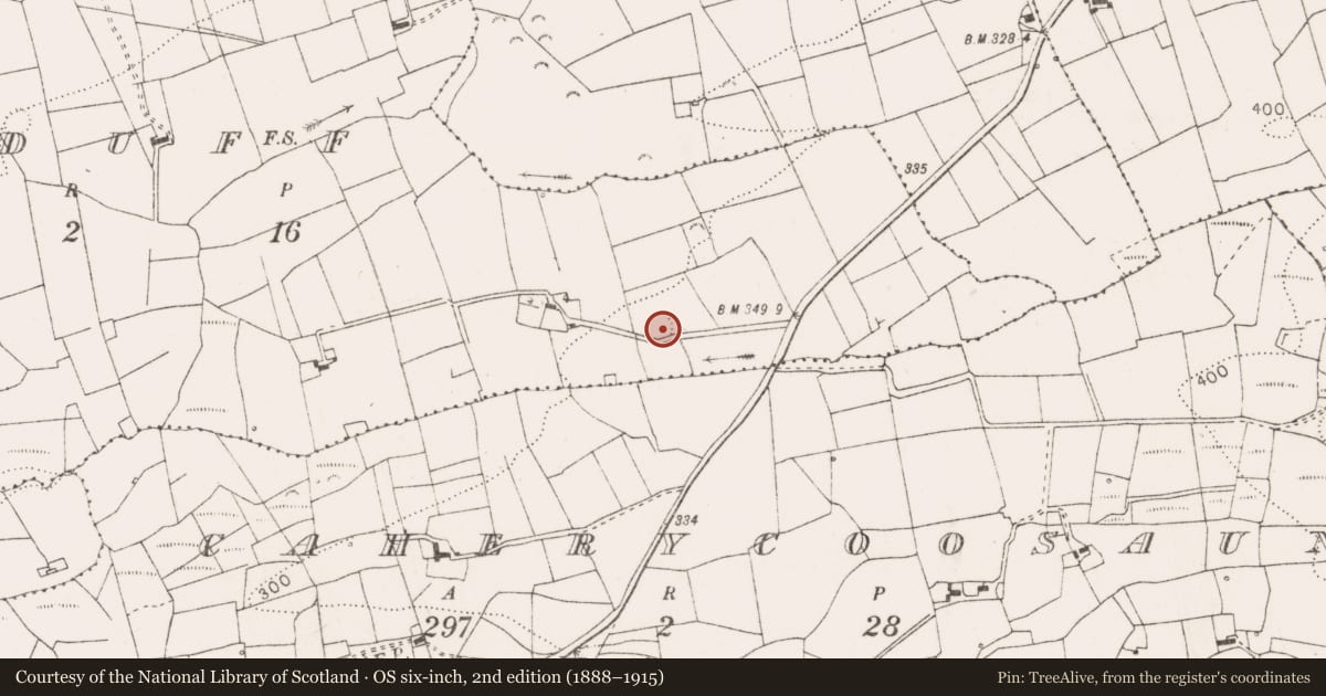 Ordnance Survey six-inch map, 2nd edition (1888–1915) covering the location of Ringfort - rath, Carrowduff, County Clare, with a pin at the register's coordinates