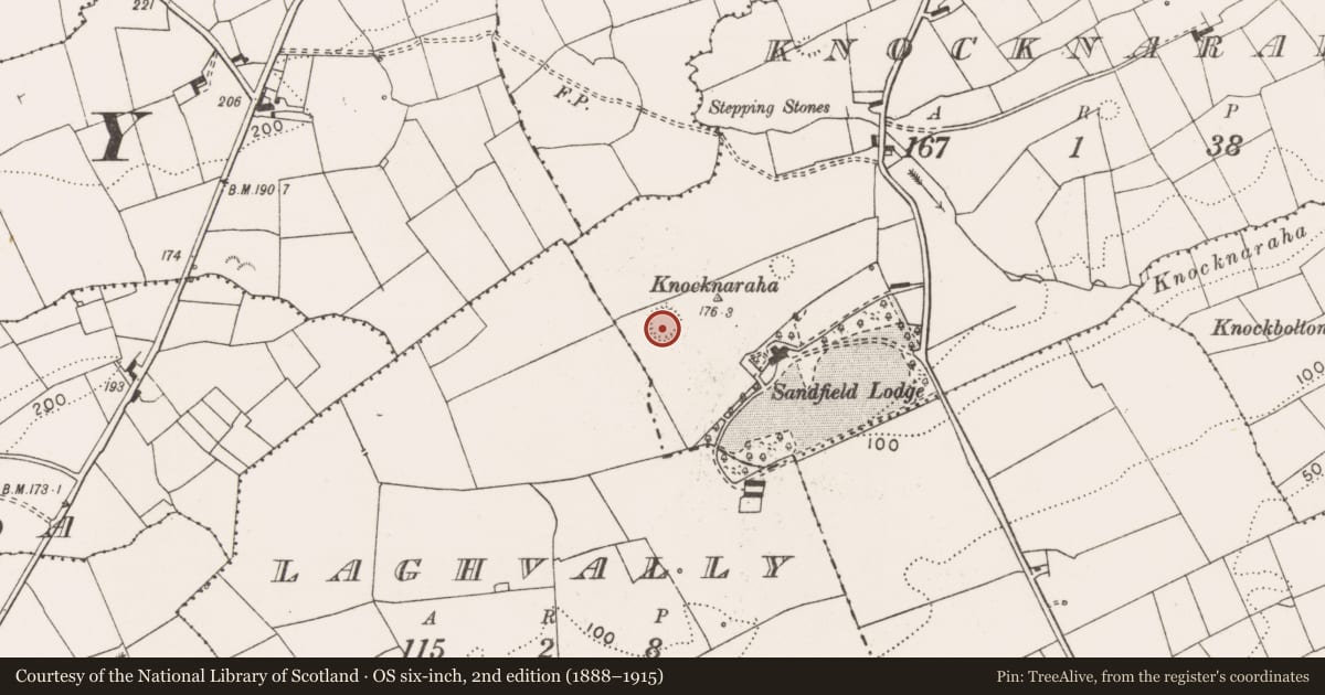 Ordnance Survey six-inch map, 2nd edition (1888–1915) covering the location of Ringfort - rath, Knocknaraha, County Clare, with a pin at the register's coordinates