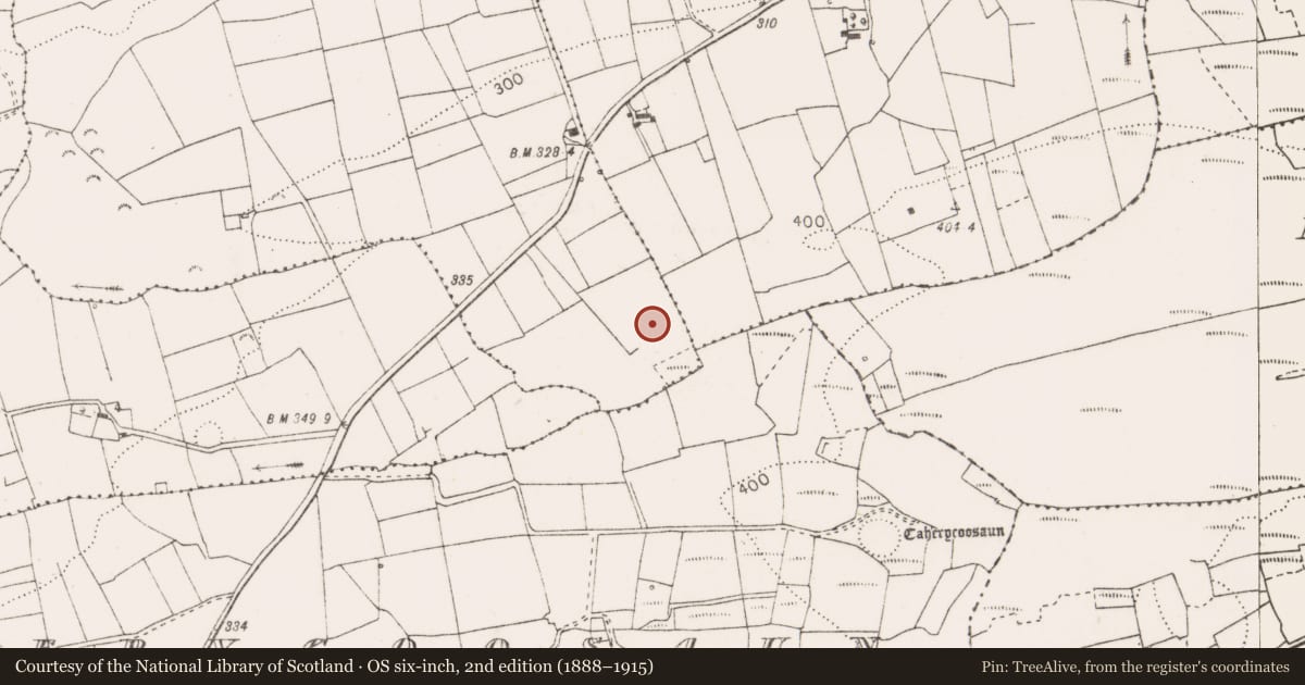 Ordnance Survey six-inch map, 2nd edition (1888–1915) covering the location of Fulacht fia, Gortnaboul, County Clare, with a pin at the register's coordinates