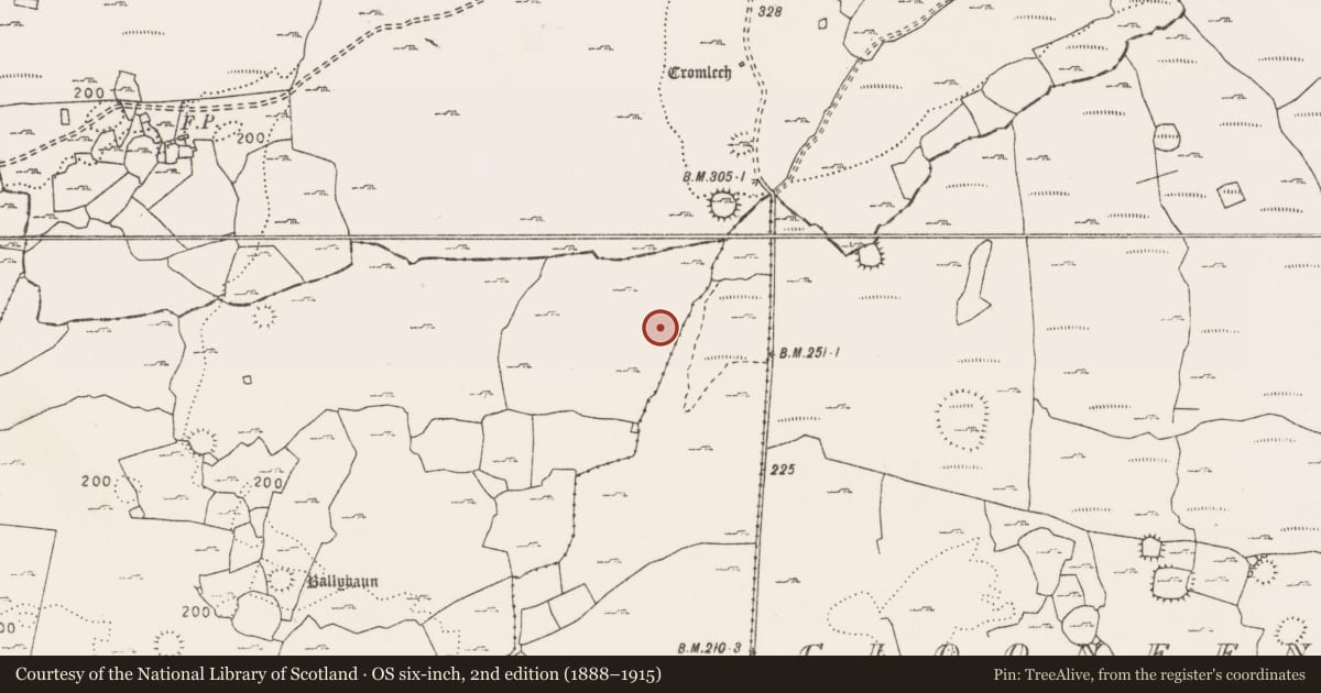 Ordnance Survey six-inch map, 2nd edition (1888–1915) covering the location of Cairn - unclassified, Ballybaun, County Clare, with a pin at the register's coordinates
