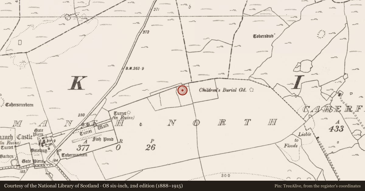 Ordnance Survey six-inch map, 2nd edition (1888–1915) covering the location of Ringfort - rath, Leamaneh North, County Clare, with a pin at the register's coordinates