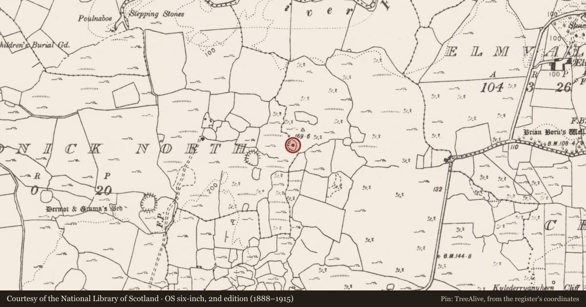 Ordnance Survey six-inch map, 2nd edition (1888–1915) covering the location of Ringfort - cashel, Drummoher, County Clare, with a pin at the register's coordinates