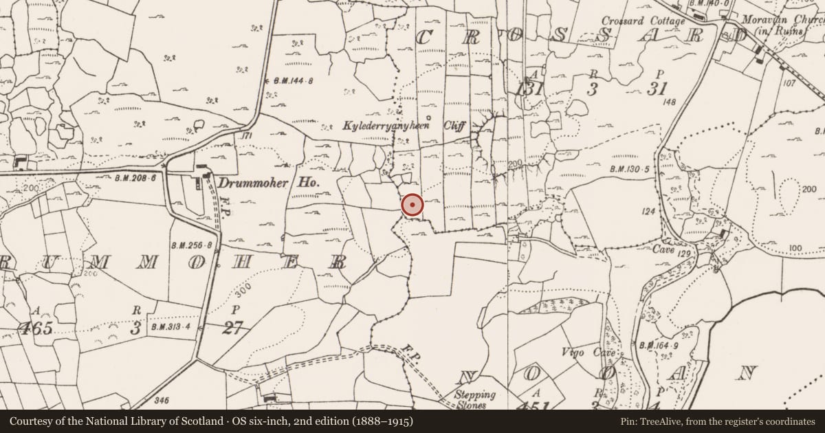 Ordnance Survey six-inch map, 2nd edition (1888–1915) covering the location of Ringfort - cashel, County Clare, with a pin at the register's coordinates