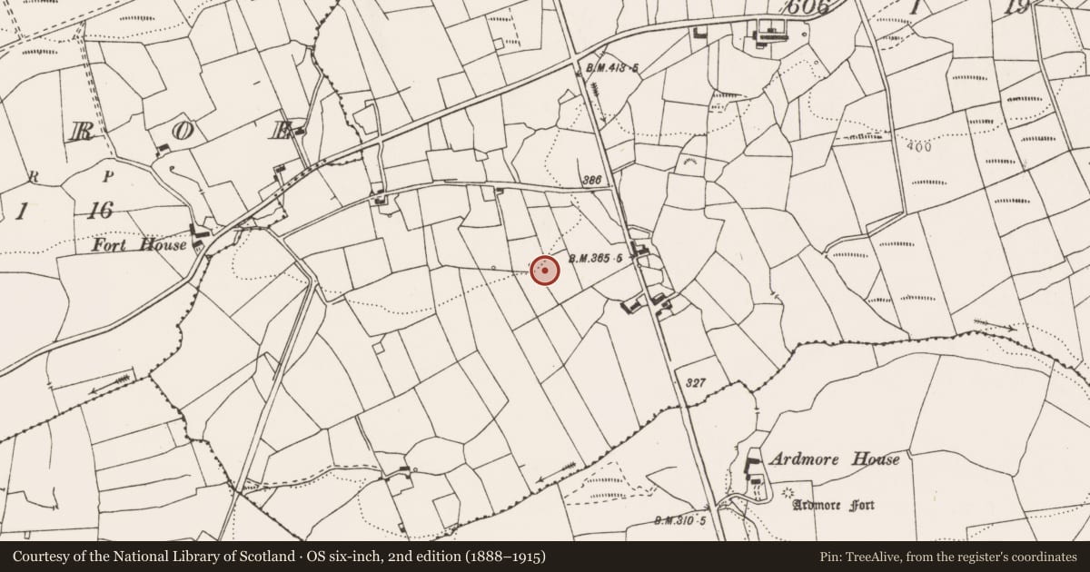 Ordnance Survey six-inch map, 2nd edition (1888–1915) covering the location of Enclosure, Cahersherkin, County Clare, with a pin at the register's coordinates