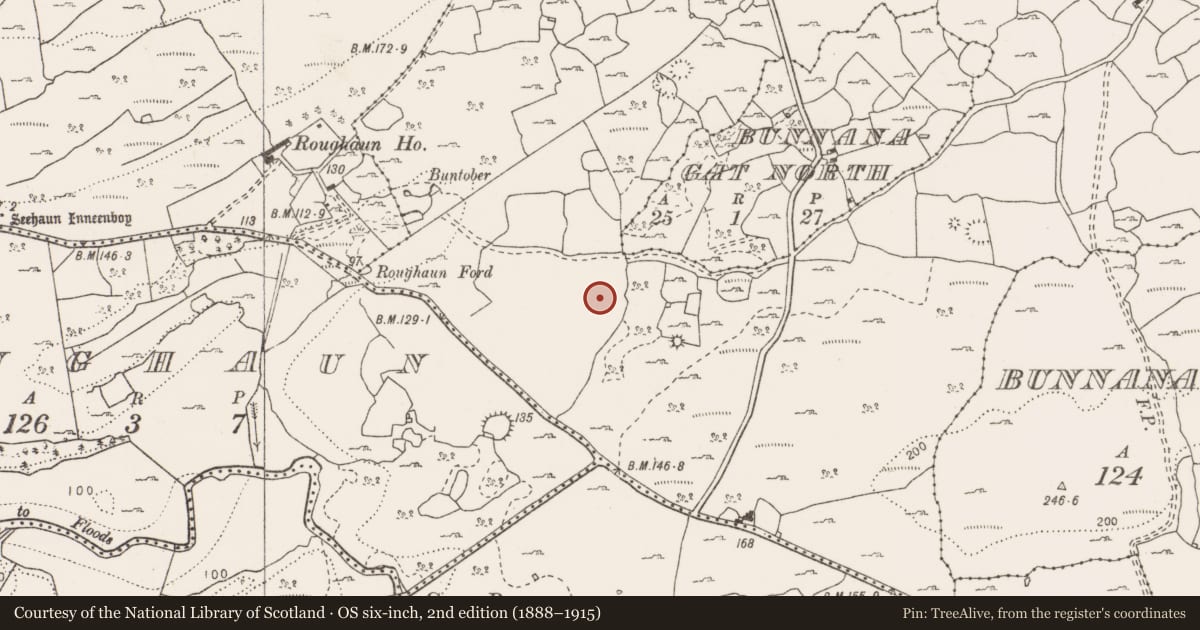 Ordnance Survey six-inch map, 2nd edition (1888–1915) covering the location of Mound, Leana, County Clare, with a pin at the register's coordinates