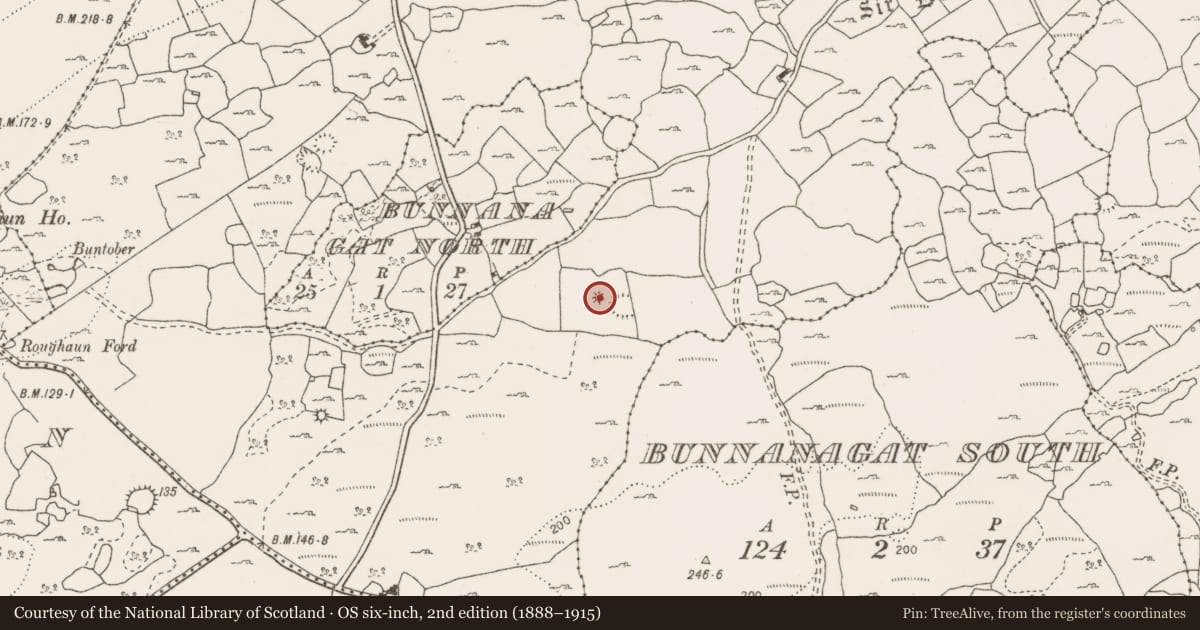 Ordnance Survey six-inch map, 2nd edition (1888–1915) covering the location of Mound, Leana, County Clare, with a pin at the register's coordinates