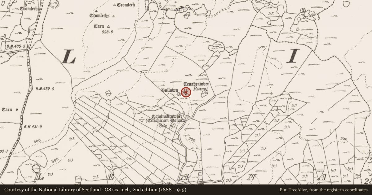 Ordnance Survey six-inch map, 2nd edition (1888–1915) covering the location of House - medieval, Leana, County Clare, with a pin at the register's coordinates