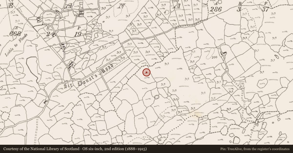 Ordnance Survey six-inch map, 2nd edition (1888–1915) covering the location of Enclosure, Monanaleen, County Clare, with a pin at the register's coordinates