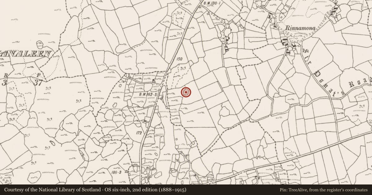 Ordnance Survey six-inch map, 2nd edition (1888–1915) covering the location of Ringfort - cashel, Carrownamaddra, County Clare, with a pin at the register's coordinates