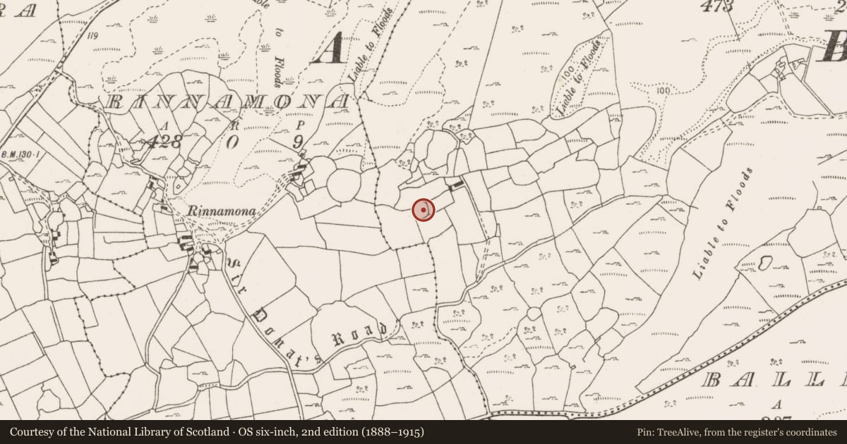 Ordnance Survey six-inch map, 2nd edition (1888–1915) covering the location of Ringfort - cashel, Knockaunroe, County Clare, with a pin at the register's coordinates