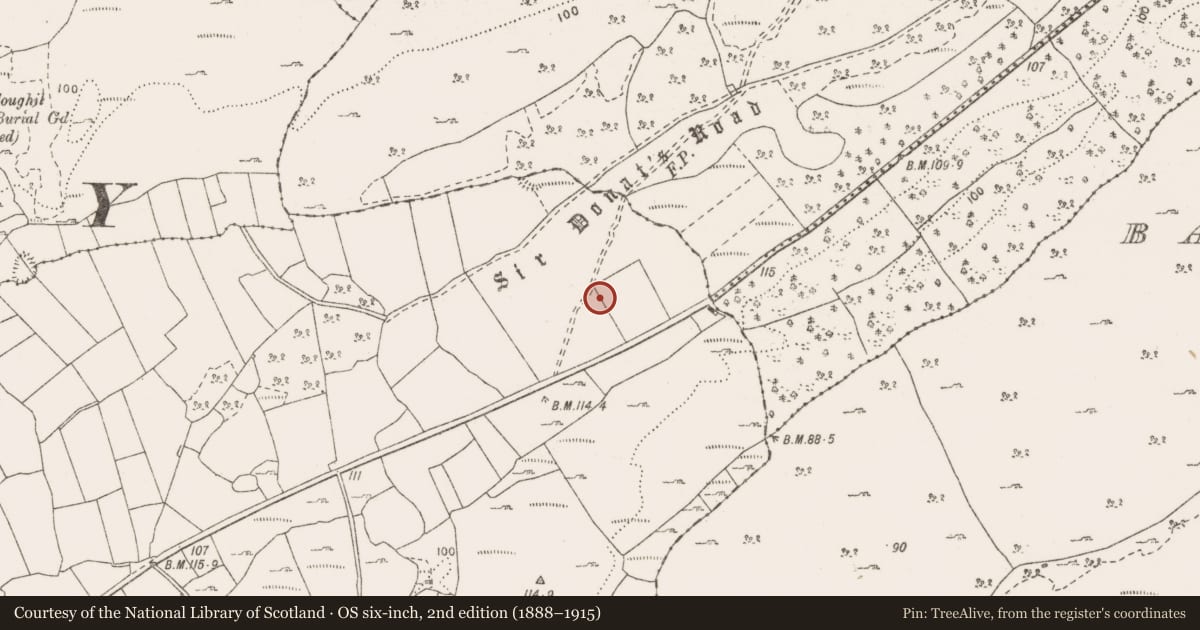 Ordnance Survey six-inch map, 2nd edition (1888–1915) covering the location of Cairn - clearance cairn, Aglish, County Clare, with a pin at the register's coordinates