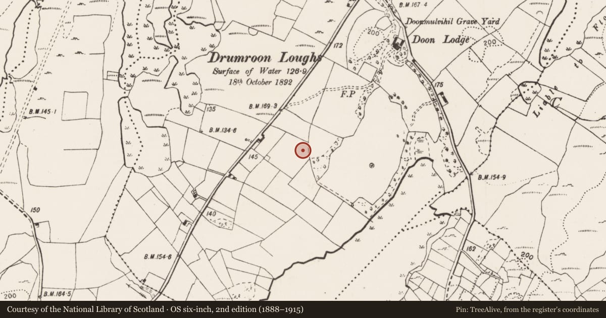 Ordnance Survey six-inch map, 2nd edition (1888–1915) covering the location of Quarry, Doon, County Clare, with a pin at the register's coordinates
