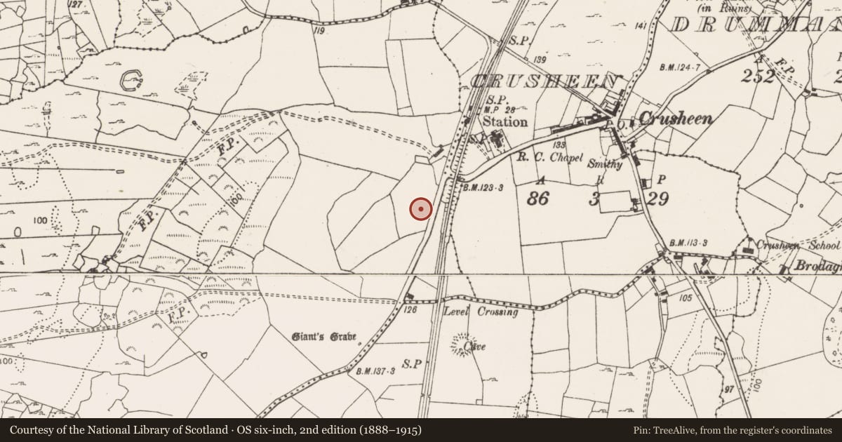 Ordnance Survey six-inch map, 2nd edition (1888–1915) covering the location of Mass-rock, Caheraphuca, County Clare, with a pin at the register's coordinates