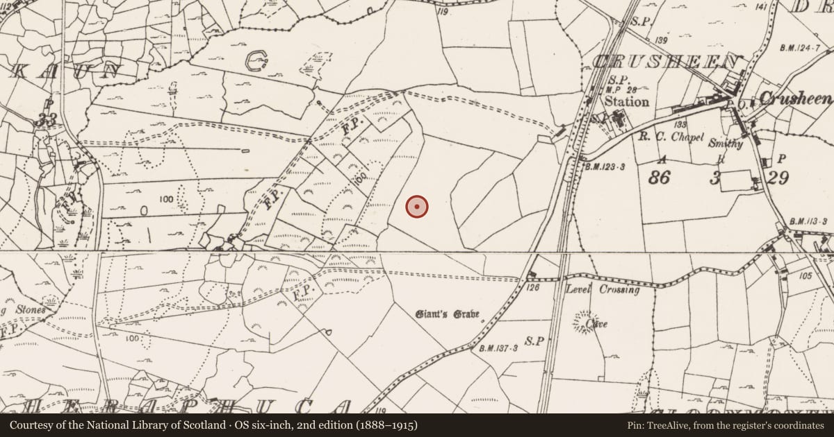 Ordnance Survey six-inch map, 2nd edition (1888–1915) covering the location of Furnace, Caheraphuca, County Clare, with a pin at the register's coordinates